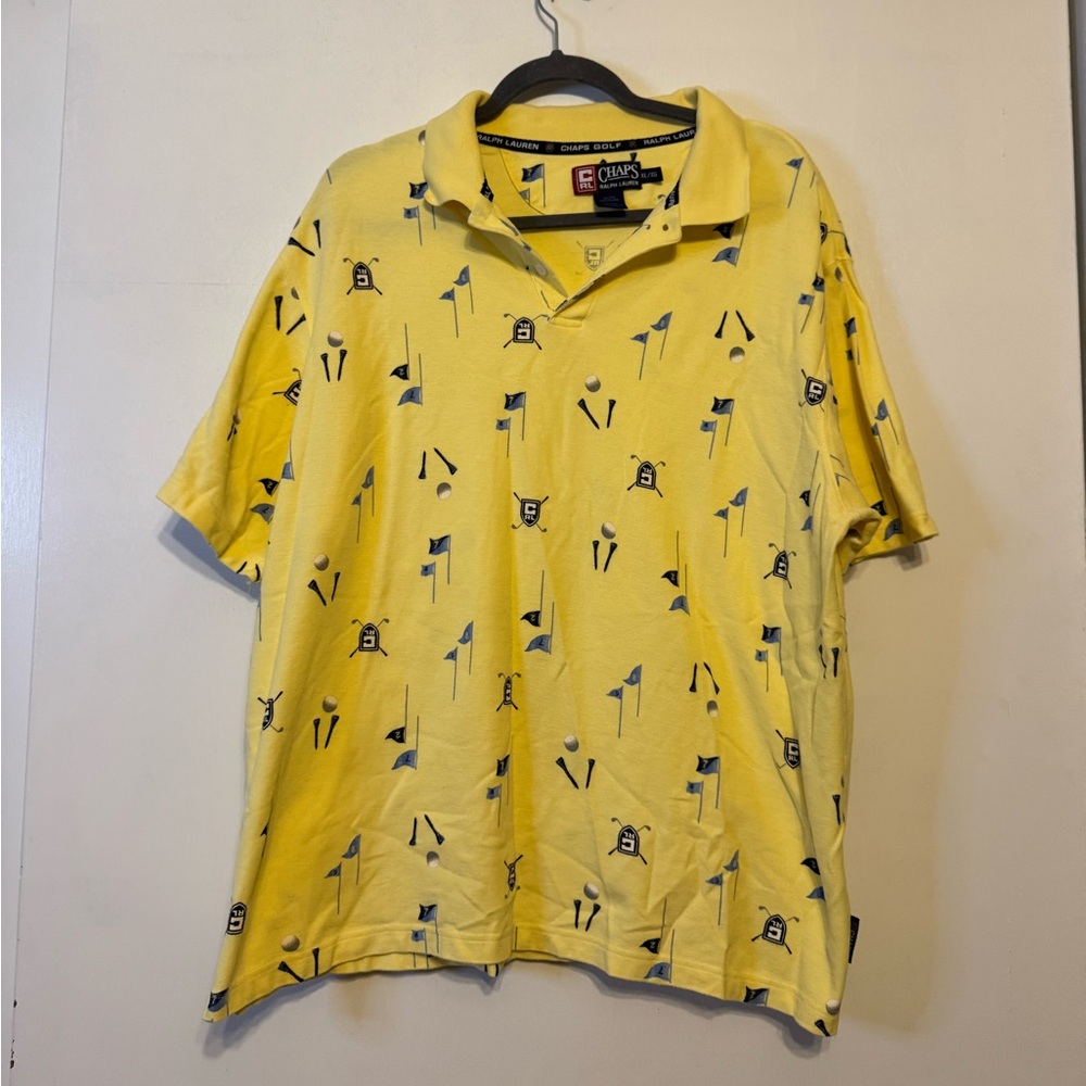 Chaps Ralph Lauren Yellow Golf Patterned Polo Shirt